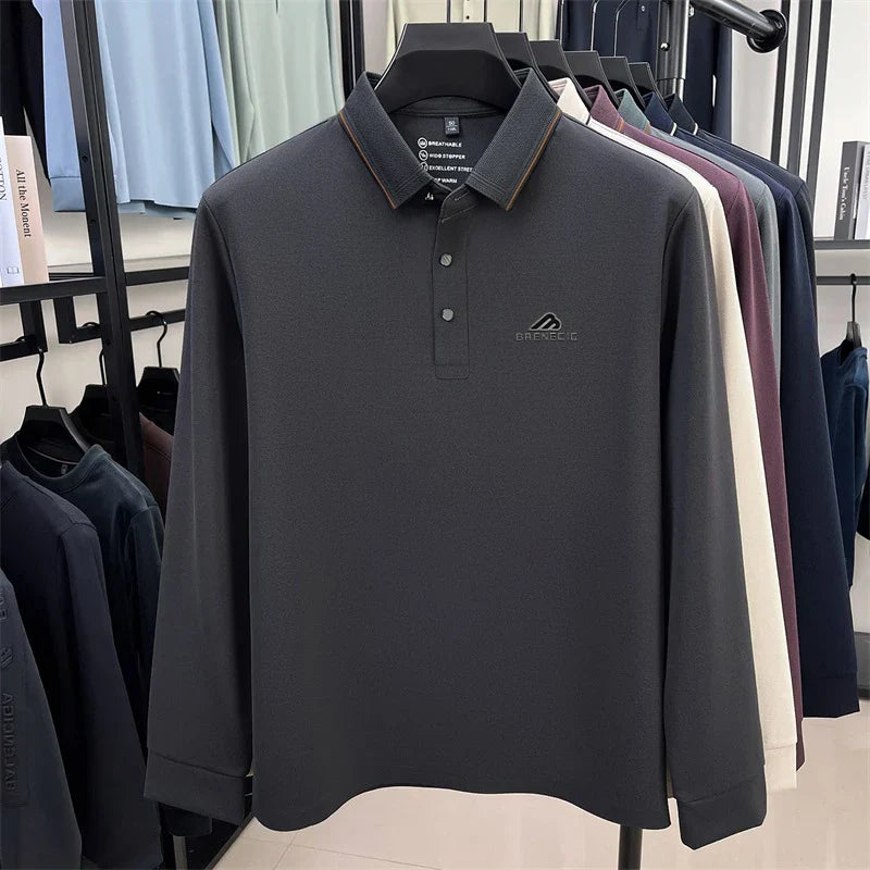 Men's long sleeved T-shirt shirt collar polo shirt 2025 spring autumn new casual wear horse logo