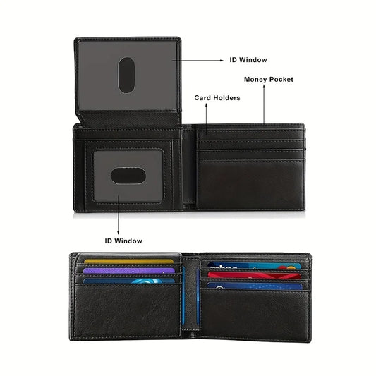Portefeuille Homme Ultra Mince Cuir Rfid avec Fenêtre d'Identité Multi Cartes Fibre de Carbone
