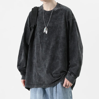 American Retro T Shirts Men Oversized T-shirt Women Loose Long Sleeve Shirt Vintage Hip Hop Y2K Style Men's Streetwear Plus Size