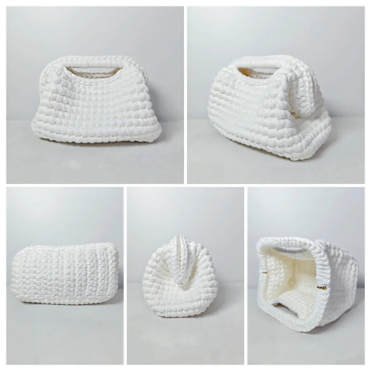 Yingzi Small Crochet Cluth Bag with Handle Handmade Evening Bag Makeup Bag