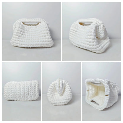 Yingzi Small Crochet Cluth Bag with Handle Handmade Evening Bag Makeup Bag
