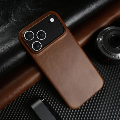 Vintage Oil Wax Full Covered Genuine Leather Case For Iphone 17 Pro Max 16 15 14 13 12 11 for Magsafe Magnetic Phone Cover Cases