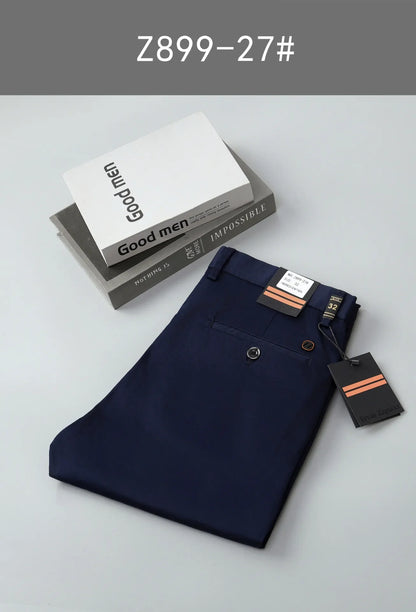 97% Cotton Straight Casual Pants Business formal Black Blue Stretch Mens Trousers Khaki Brown Mens Pants