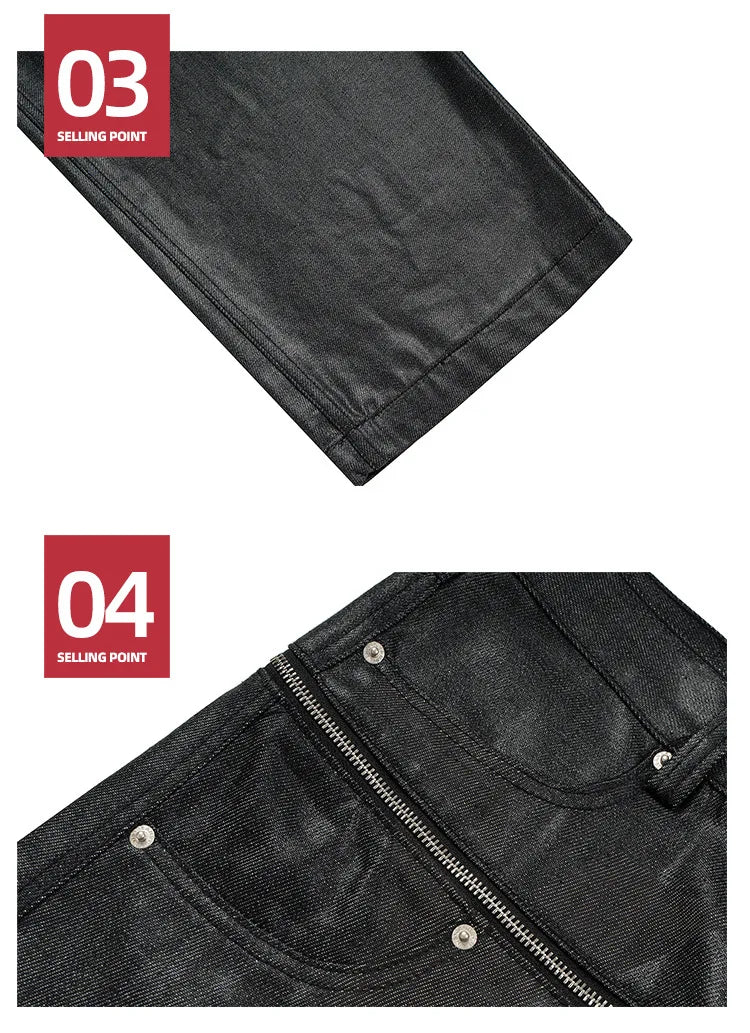 Unisex Brush Wax Zipper Original Cow Jeans Men's and Women's Denim Pants ZJ117