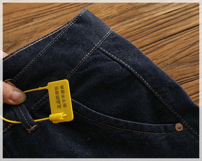 Color fixing process plain wash denim pants men's straight cone four seasons can wear casual pants tide