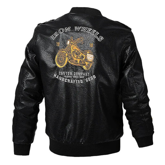 PU Leather Motorbike Jacket Men Autumn Winter Plush Washed Retro Motorcycle Jacket Motorcycle Accessories Moto Jacket Men