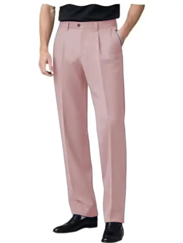 Men's Dress Pants Premium Chinos Business Pleated Wide-Leg Versatile Formal Casual Trousers Daily Office Banquet Wedding Summer