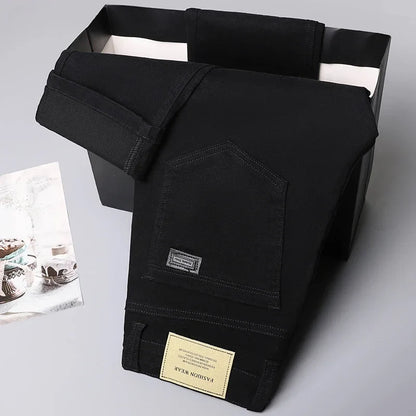 Spring Autumn Fashion Brown Business Casual Stretch Denim Pants Male Brand Trousers Men's Clothing Slim Jeans Plus Size 28-44