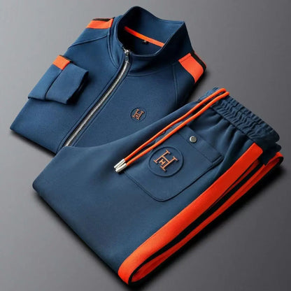 Spring Autumn Fashion Embroidered Men's Sports and Leisure Jacket Pants 2-pc Set Youth Street Party Brand Men Sets