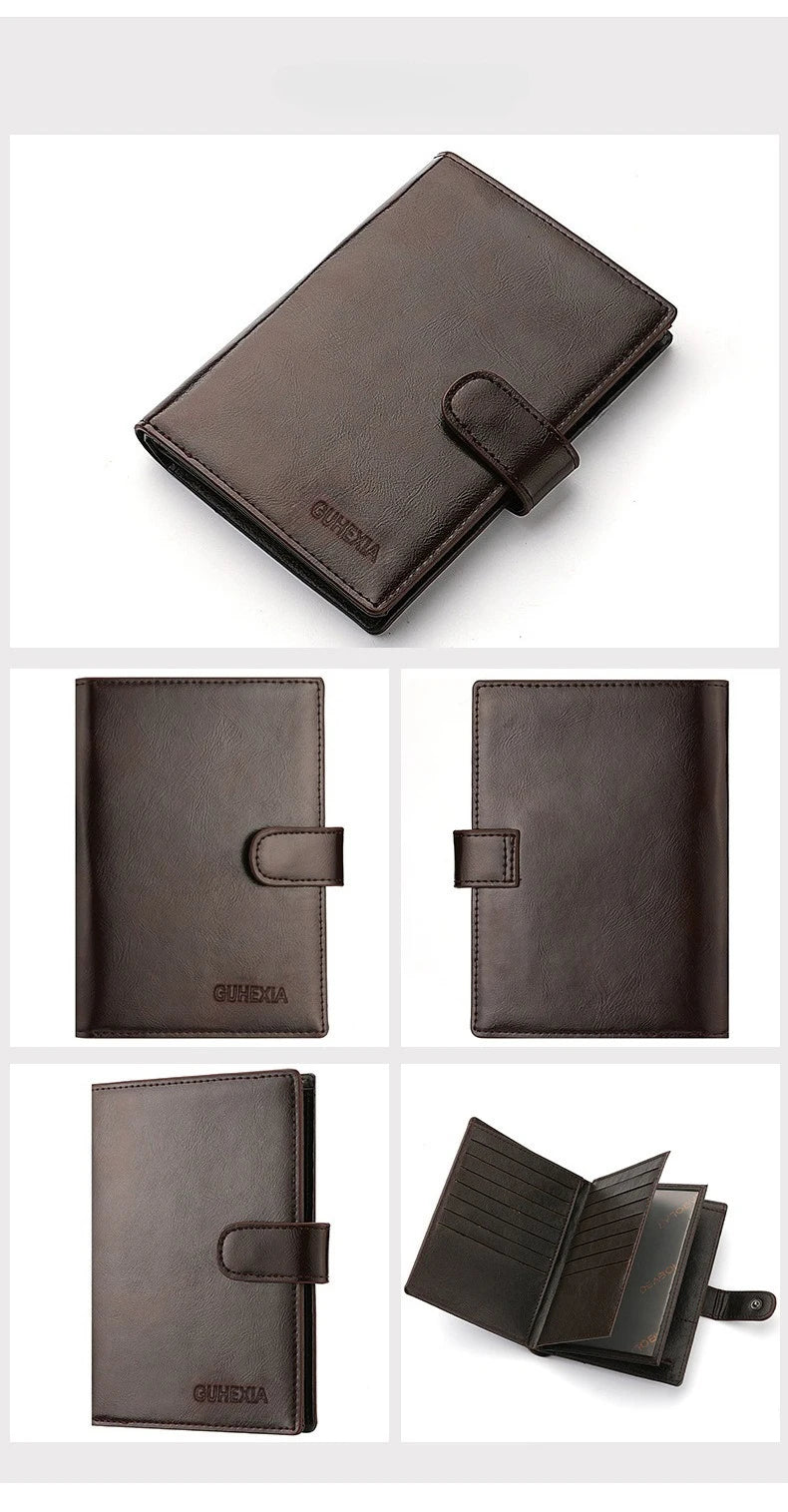 Men Women PU Leather Long Wallet Large Capacity Passport Cover Holder Multi Card Slots Cash Coin Pocket Travel Clutch