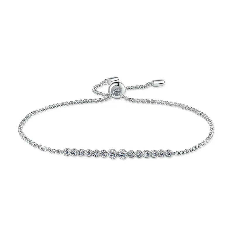 0.24cttw Gradient All Moissanite Bracelets for Women Round Brilliant Cut 100% S925 Sterling Silver Plated 18k Gold