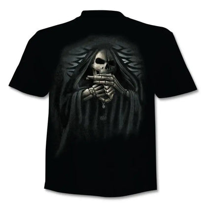 New retro street punk motorcycle men's T-shirt 3D shirt casual fashion hip-hop horror short sleeved round neck men's clothing