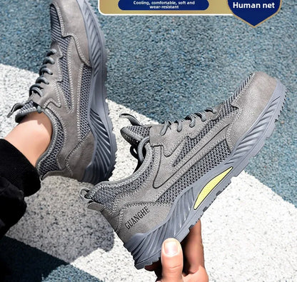 summer mesh safety shoes breathable work shoes industrial construction indestructible shoes for men steel toe safety work boots