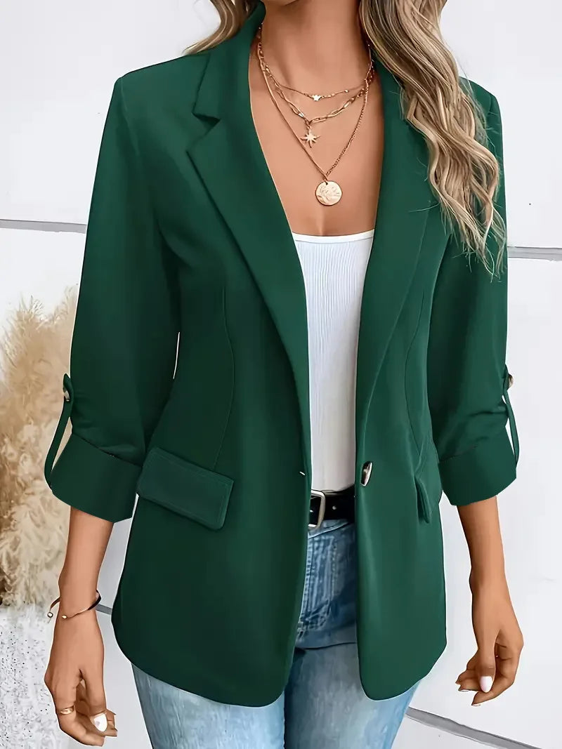 New Women's Blazers Long-sleeved Cardigan Single Button Simple Office Suit Top Commuting Fashion Versatile Basic Coats