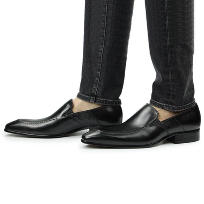 Purely Handmade Genuine Cow Leather Shoes Men's Sapato Social Formal Wedding Dress Shoes Loafers Pointed Toe Stylish Shoe