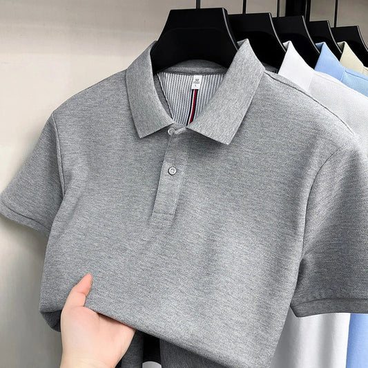 100% pure cotton high-end short sleeve polo shirt men's summer fashion new breathable Korean business casual golf brand T-shirt