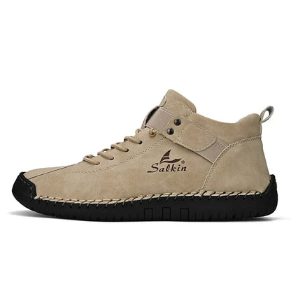 Handmade Leather Casual Men Shoes Design Sneakers Man Breathable Leather Shoes Men Ankle Boots Outdoor