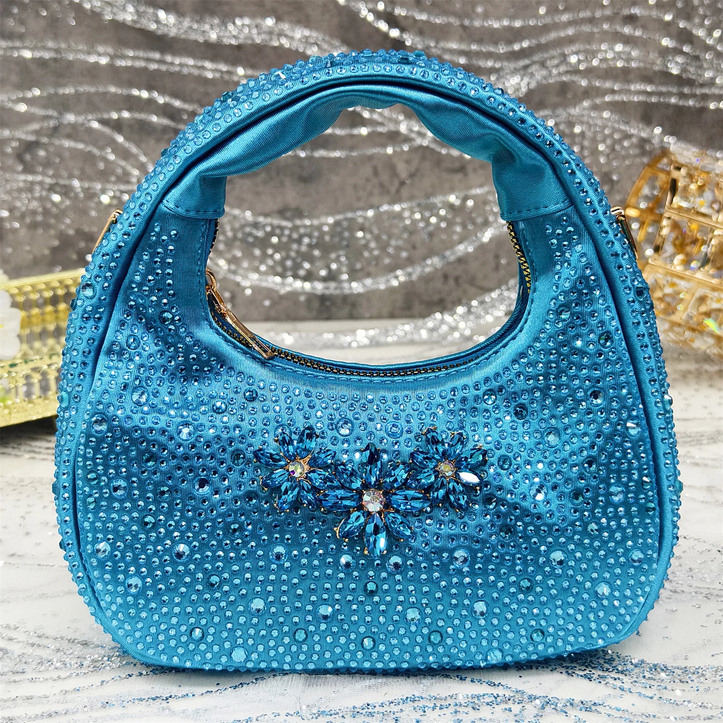 Olive-Green Pointed-Toe Women's High Heels Shoes and Bags for Party Rhinestone Evening Elegant Luxury Handbag
