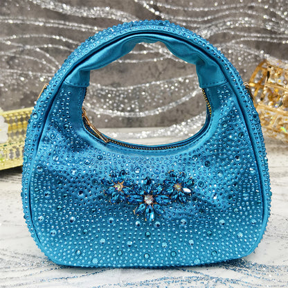 Olive-Green Pointed-Toe Women's High Heels Shoes and Bags for Party Rhinestone Evening Elegant Luxury Handbag