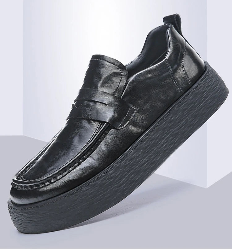 Height-increasing Business Casual Loafers for Men 2026 Spring New Black Designer Shoes Male Fashion Genuine Leather Shoe Man