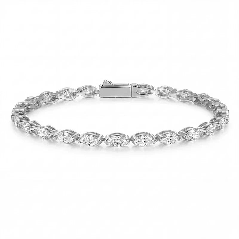 3*6mm Marquise Cut Moissanite Tennis Bracelet Full Diamond Bangle for Women Hip Hop 925 Sterling Silver Jewelry Wedding