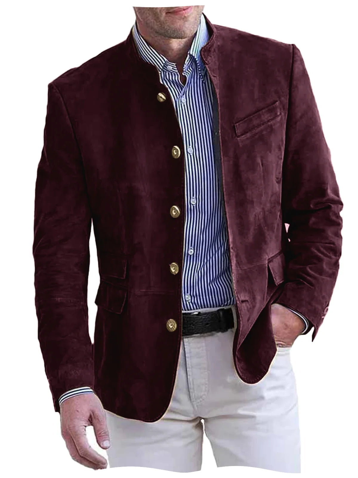 Autumn Winter Men's Casual Blazer Fashion Single-Breasted Snowflake Fleece Jacket Solid Color Daily Work Business Party Coats
