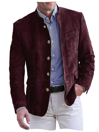 Autumn Winter Men's Casual Blazer Fashion Single-Breasted Snowflake Fleece Jacket Solid Color Daily Work Business Party Coats