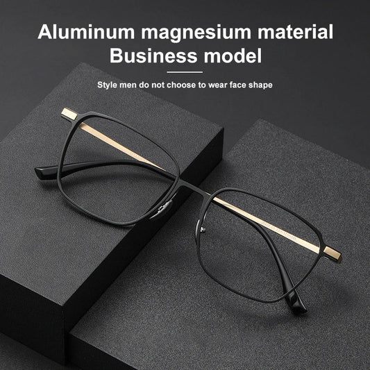 Aluminum Titanium Legs Men's Business Classic Anti-Blue Light Computer Glasses Reading Glasses Customizable Lenses 20229