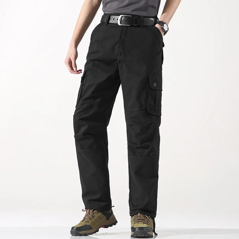 Male Cargo Pants Tactical Cotton Overalls Outdoor Utility Work Trousers Relaxed Fit Big Size Hombre Clothing