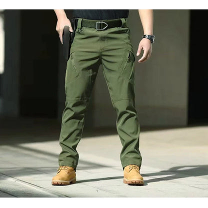 Men's Tactical Cargo Pants Military Style Joggers with Multiple Pockets Outdoor Elastic Waist for Spring Autumn Hiking Camping