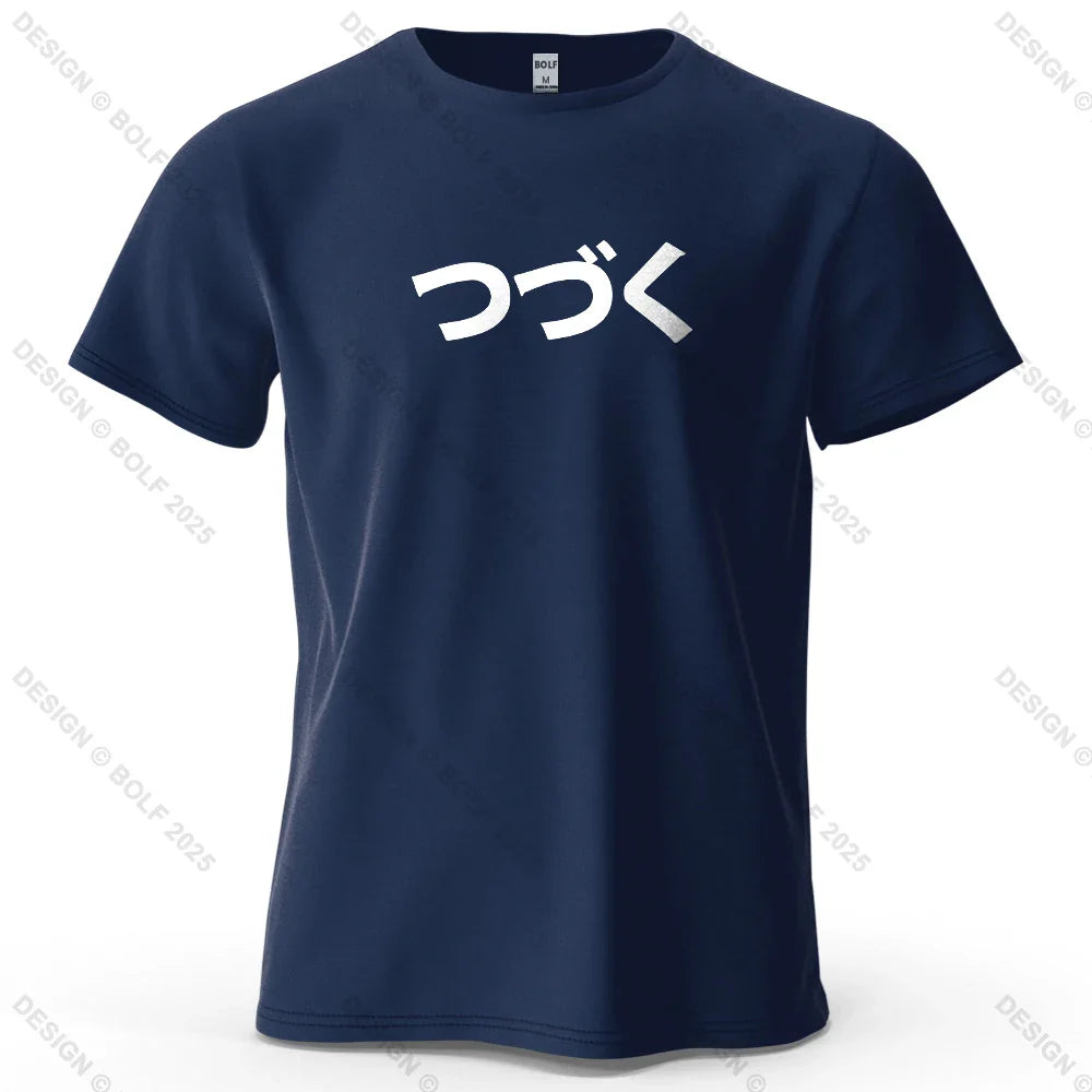 Japanese Character Printed Men's T-Shirt 100% Cotton Oversized Cultural Graphic Tees for Women Tops Tees Casual Streetwear