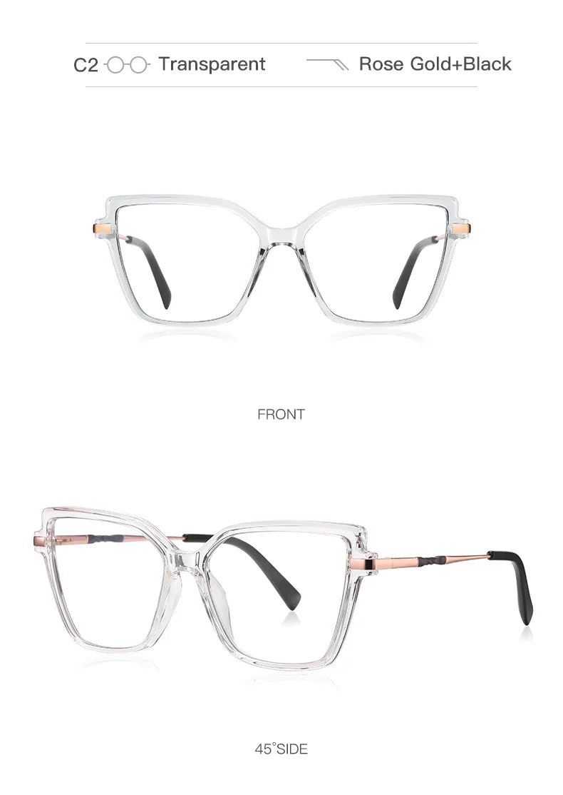 Simple Design Fashionable Large Frame Anti-Blue Light Glasses Women's Reading Glasses Customizable Prescription PFD2208