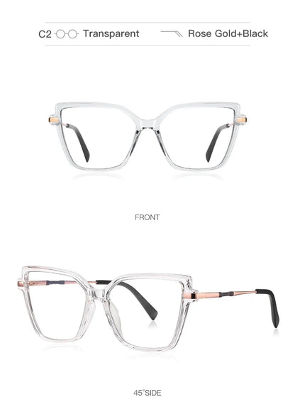 Simple Design Fashionable Large Frame Anti-Blue Light Glasses Women's Reading Glasses Customizable Prescription PFD2208