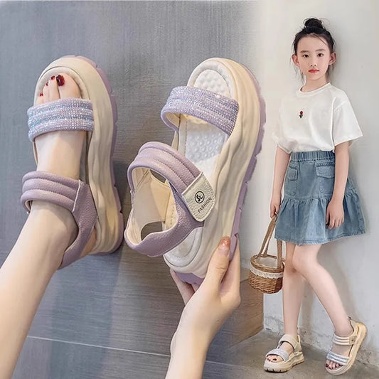 Girls Summer Fashion Sandals 2026 Kids New Arrival Soft Anti-Skid Beach Sandals Lightweight Comfortable Design Outdoor Shoes