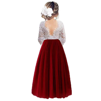 Princess Party Lace Flower Girl Dress Baby Kids Summer Wedding Birthday Dresses Children Clothing 2 4  6 8 10 12 14