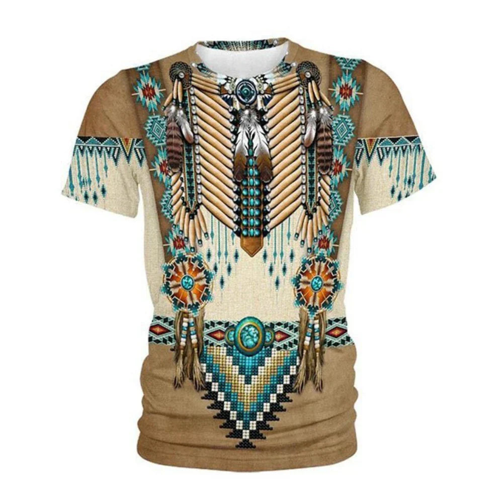 Summer Indian Ethnic Style 3D Print T-Shirts Streetwear Men Fashion Harajuku Casual Oversized O-Neck T Shirt Tees Tops