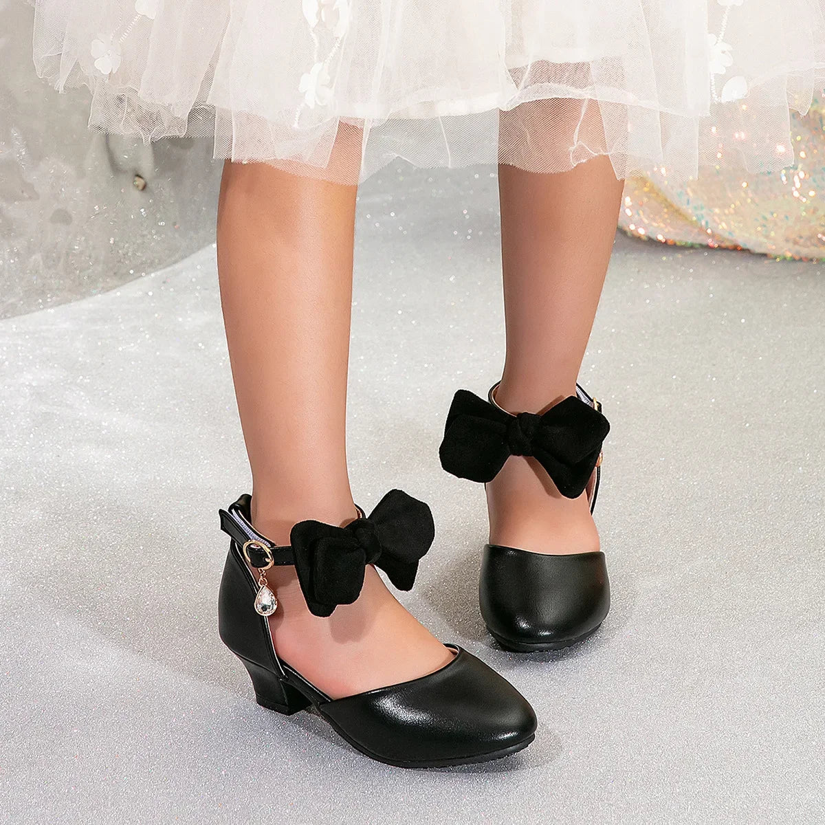 Girl Princess Dress Sandals Summer New Versatile Kids Fashion High Heels Shoes Sweet Bowknot Versatile Children Causal Sandals