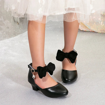 Girl Princess Dress Sandals Summer New Versatile Kids Fashion High Heels Shoes Sweet Bowknot Versatile Children Causal Sandals