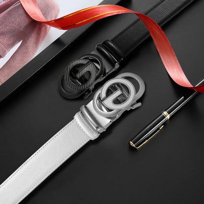 Men's Leather Belt Men's High-quality Metal Buckle Business Black Cowhide Men's Fashionable Casual Belt Women's Size