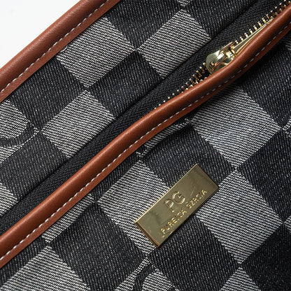 Women Shoulder Bag Retro Chessboard Design High End Versatile, Large Capacity Daily Travel Simple Practical Atmospheric Items