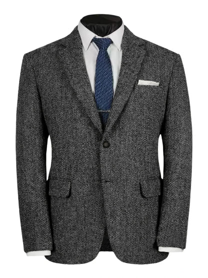 Herringbone Slim Fit Suit Jacket For Men's Single Breasted Business Blazer Casual Jacket Fashion Comfortable Elegant Mens