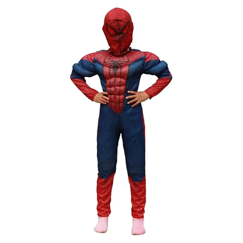 Children's Spider Cosplay Costume Movie Superhero Muscle Mask Suit School Festival Performance Outfit Halloween Party Gift
