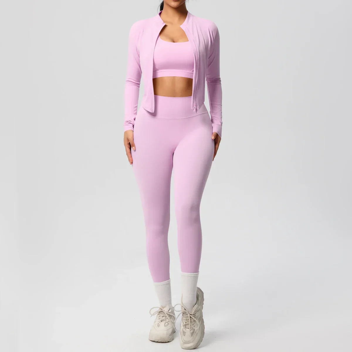 3pcs Sportswear Yoga Set Gym Sports Bra Zipper Jacket Leggings Clothes Sportswear Yoga Suits For Women Fitness Set Tracksuit