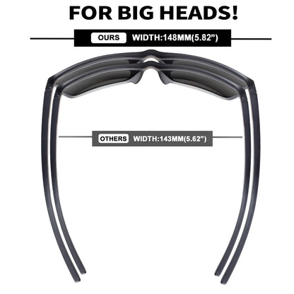 XL Z87 Polarized Safety Sport Sunglasses for Men Women Big Wide Heads TR90 Ultralight UV400 Oversized Outdoor Work Shades 8108