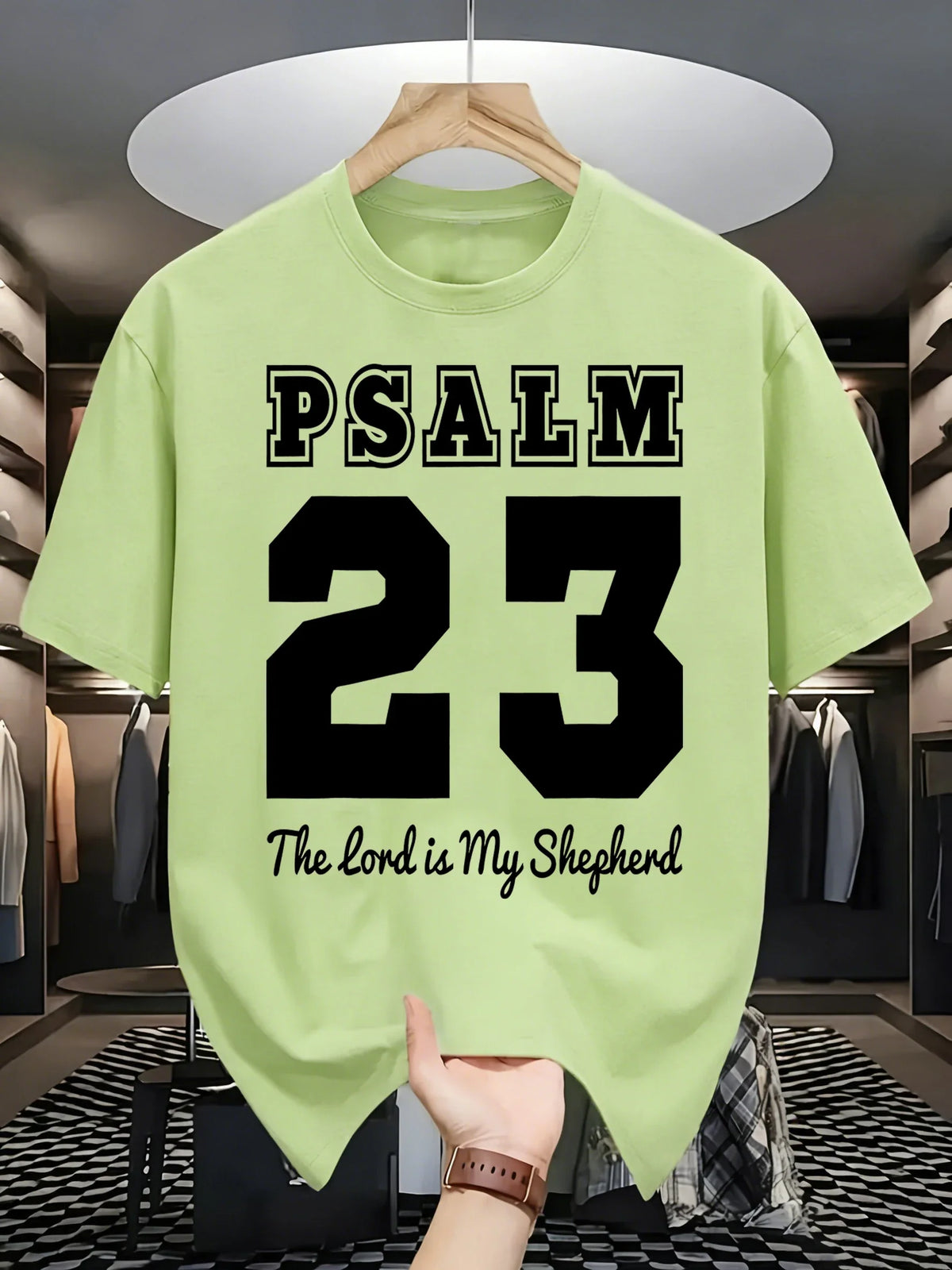 Psalm Number 23 Printing T-Shirt Men Cotton Crewneck T Shirts Summer Loose Basics Clothing Fashion Unisex Retro Short Sleeve