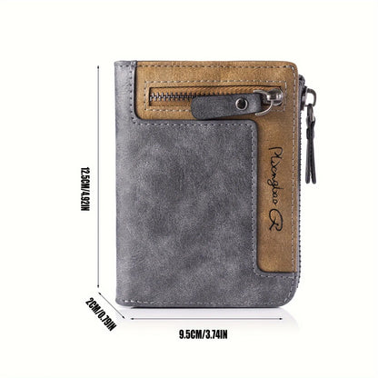 Customized Photo Men Retro Short Wallet Engraved Picture Zipper PU Leather Coin Purse High Quality Credit Card Holder Ideal Gift