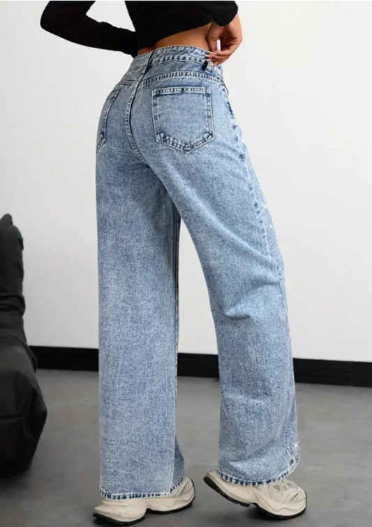 American-style high street retro full-diamond wide-leg jeans for women  new 2025 autumn style versatile and slimming great for a