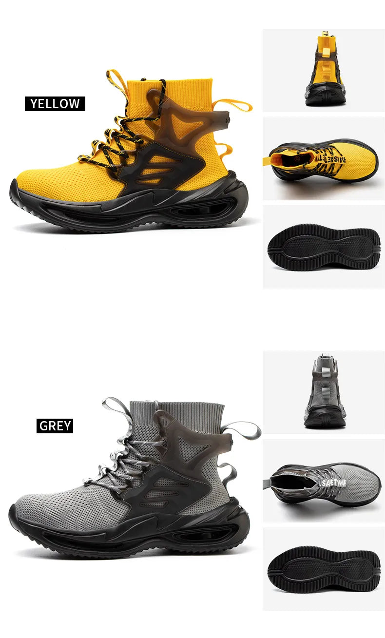 European Plus Size 50 Newest Design Men Wrok Safety Boots Anti-smash Steel Toe Cap Indestructible Construction Industry Shoes