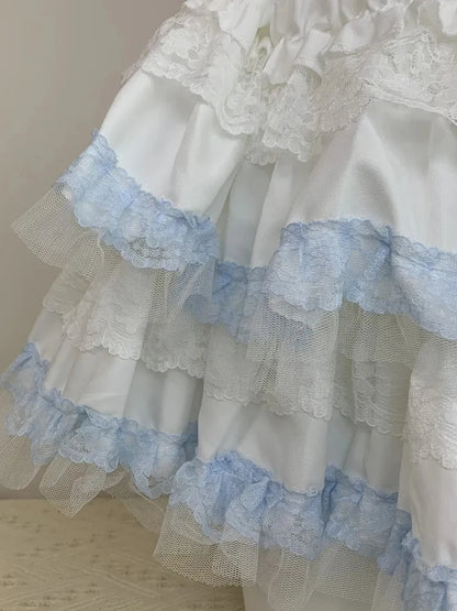 Lolita Sweet Cake Skirts Women Slim Lace Patchwork Sexy Mini Ball Gown Skirts Kawaii Casual Japan Cute Summer A Line Skirt