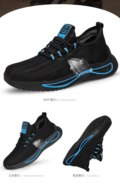 summer safety construction shoes breathable work shoes Indestructible Sneakers Unisex Men Safety Shoes For Work With Steel Toe
